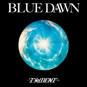 Album cover with a blue swirling design and 'Blue Dawn' text on a black background
